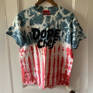 Dope Chef red, white, and blue tie-dye tee size S
